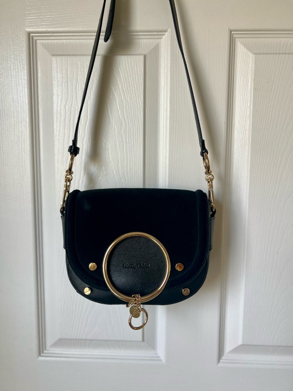 See by Chloe Mara Leather Suede Black Shoulder Crossbody Bag